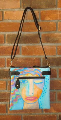 Colorful Abstract Art Hand Painted Faux Leather Messenger Bag Crossbody Purse Shoulder Bag Handbag - image3